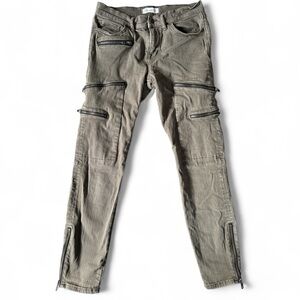 Madewell Skinny Skinny Mid Rise Jeans Women's 28 Olive Green Multi-Zip Pockets